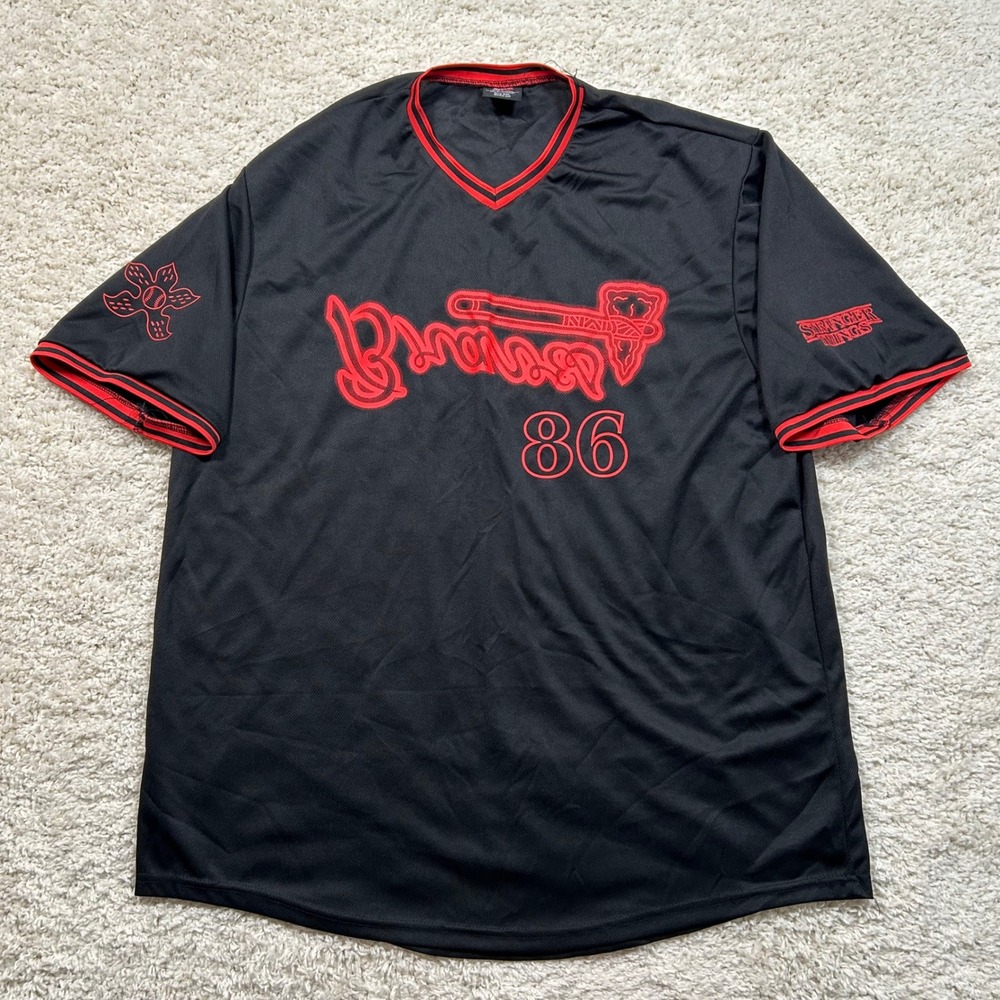 Atlanta Braves Stranger Things Jersey XXL Black Red 86 Demogorgon Baseball SGA